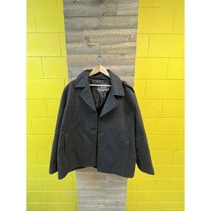 Michael Kors Mens 2x XXL WOOL Pea Coat Charcoal Gray Wool Blend